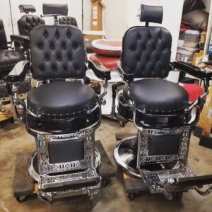 1930's Theo A Kochs al black barber chairs